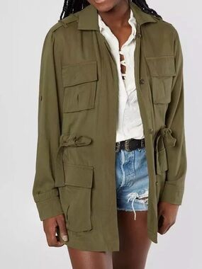 Gilded intent by buckle Olive Utility Jacket for Women - Lightweight Field Coat